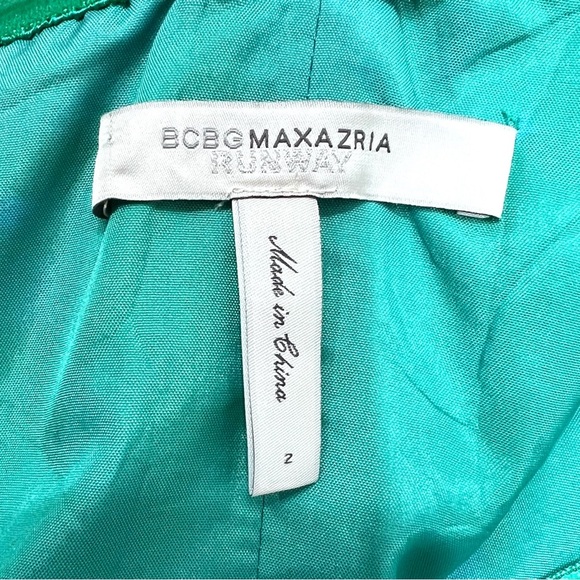 Bcbg MaxAzria Runway Collection Kelly Green Fei Fei Mini Ruffle Strapless Dress - Picture 12 of 16